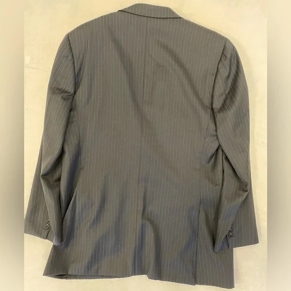 CANALI Made In Italy Subtle Stripe Wool Suit in Charcoal Size 42 L $2150